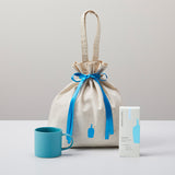 ストーンマグ (ライトブルー)& インスタントコーヒー セット in リボンラッピングバッグ