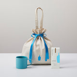 ストーンマグ (ライトブルー)& インスタントコーヒー セット in リボンラッピングバッグ