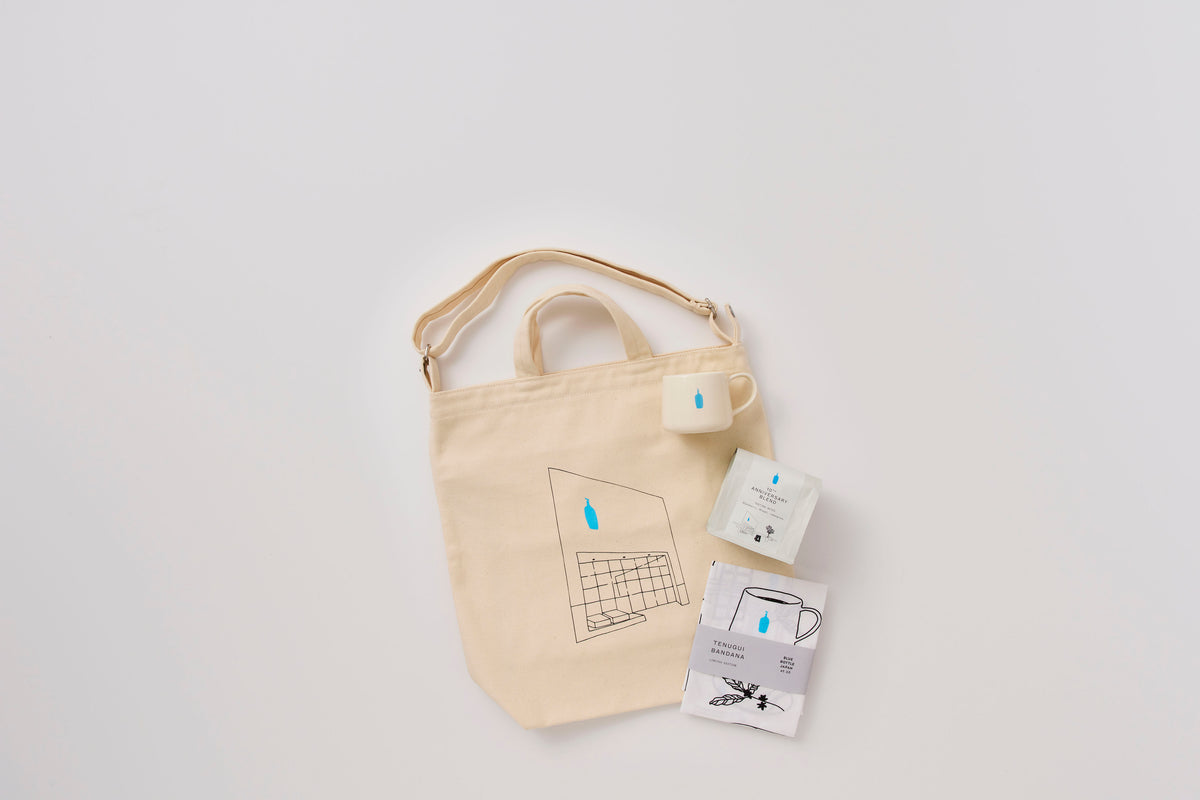 【新品未開封】限定　コラボ ブルーボトル　Blue Bottle 470ml コーヒービーンズギフトボックス（ブレンド3種入り）｜ブルー